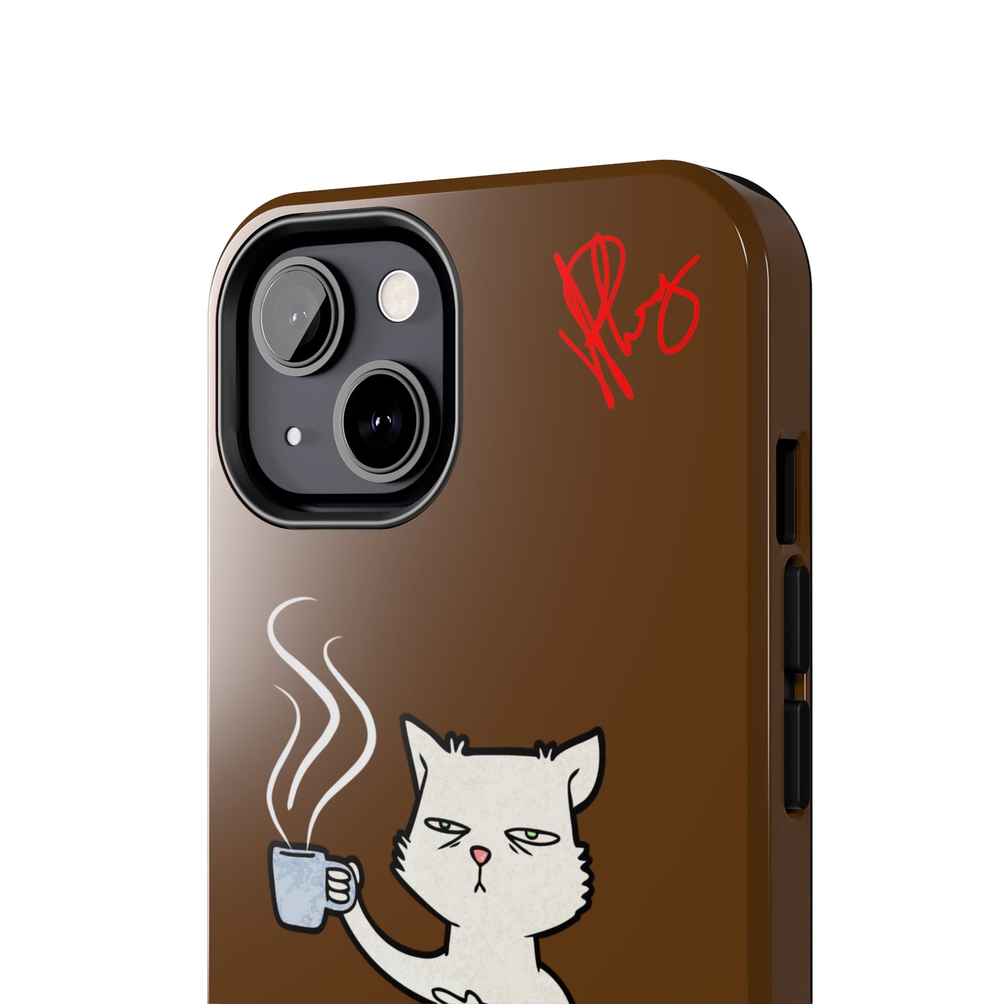 This Lovely Brown Coffee Color Tone - Cutie "Coffee Cat" Pet Design Verision from the 'TPPG Collection' Line carries Several sizes of the "iPhone Series" Tough Phone Cases