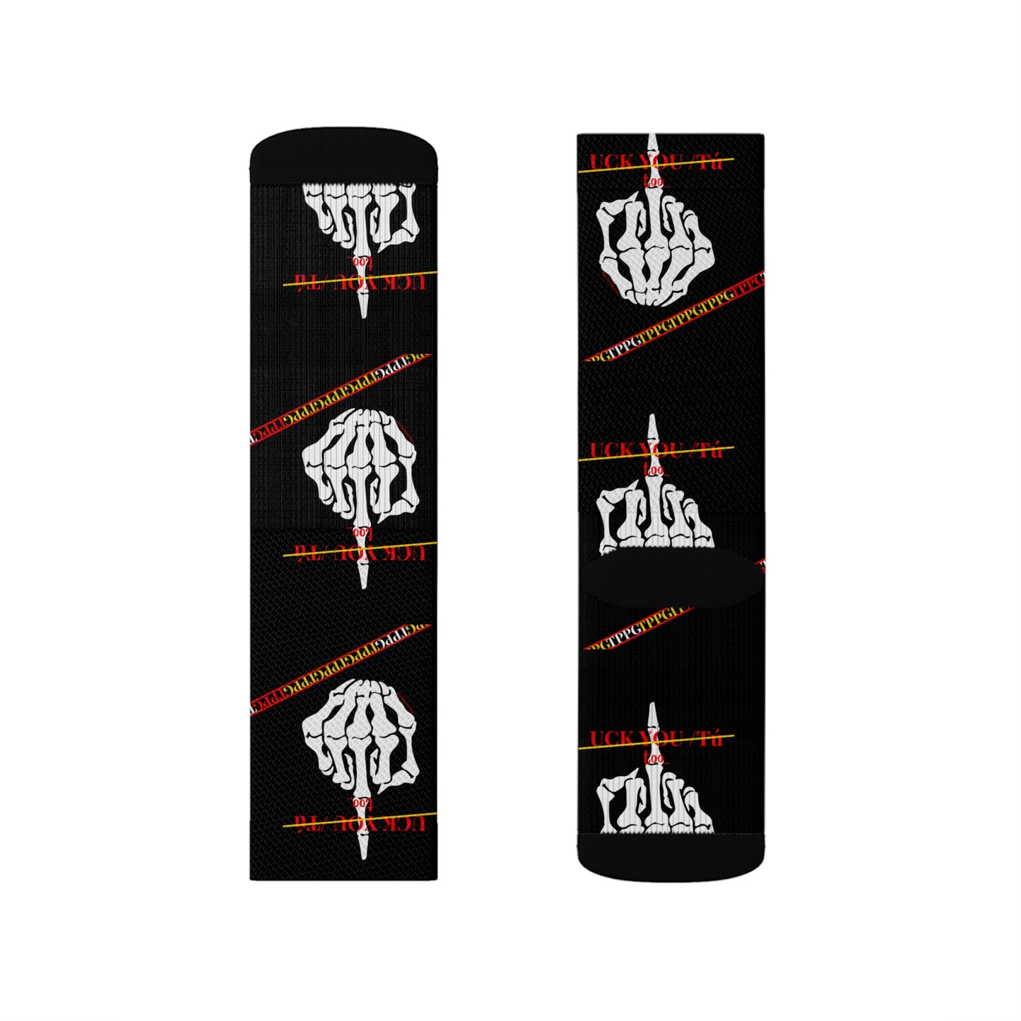 High Quality Cushioned 'TPPG Brand' Black Finger-Up "UCK YOU TÚ" Style Socks