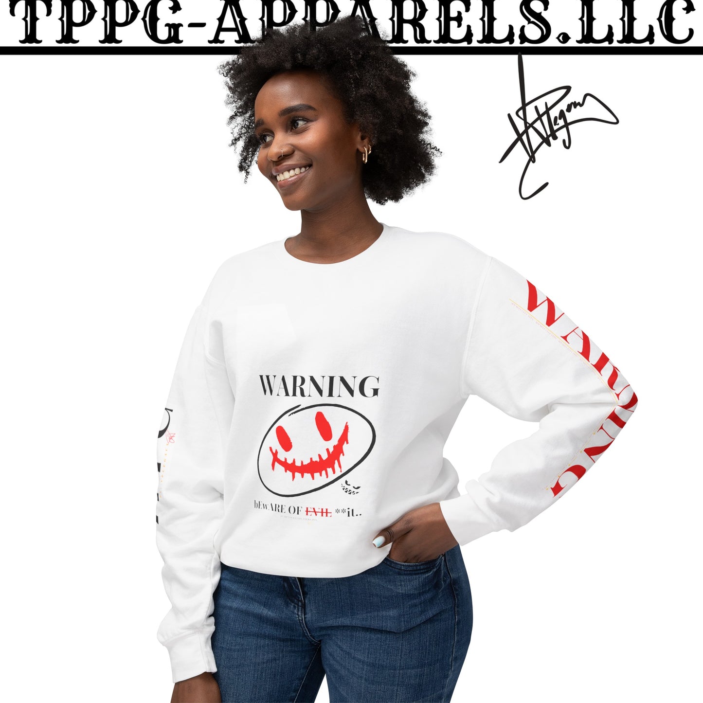 Lightweight CrewNeck Unisex "Warning-evil" Sweatshirt