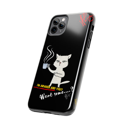 Another Cute "Coffee Cat" Pet Design (in a Simple but Bold Black & White Base Color) Verision from the 'TPPG Collection' Line carries Several sizes of the "iPhone Series" Tough Phone Cases