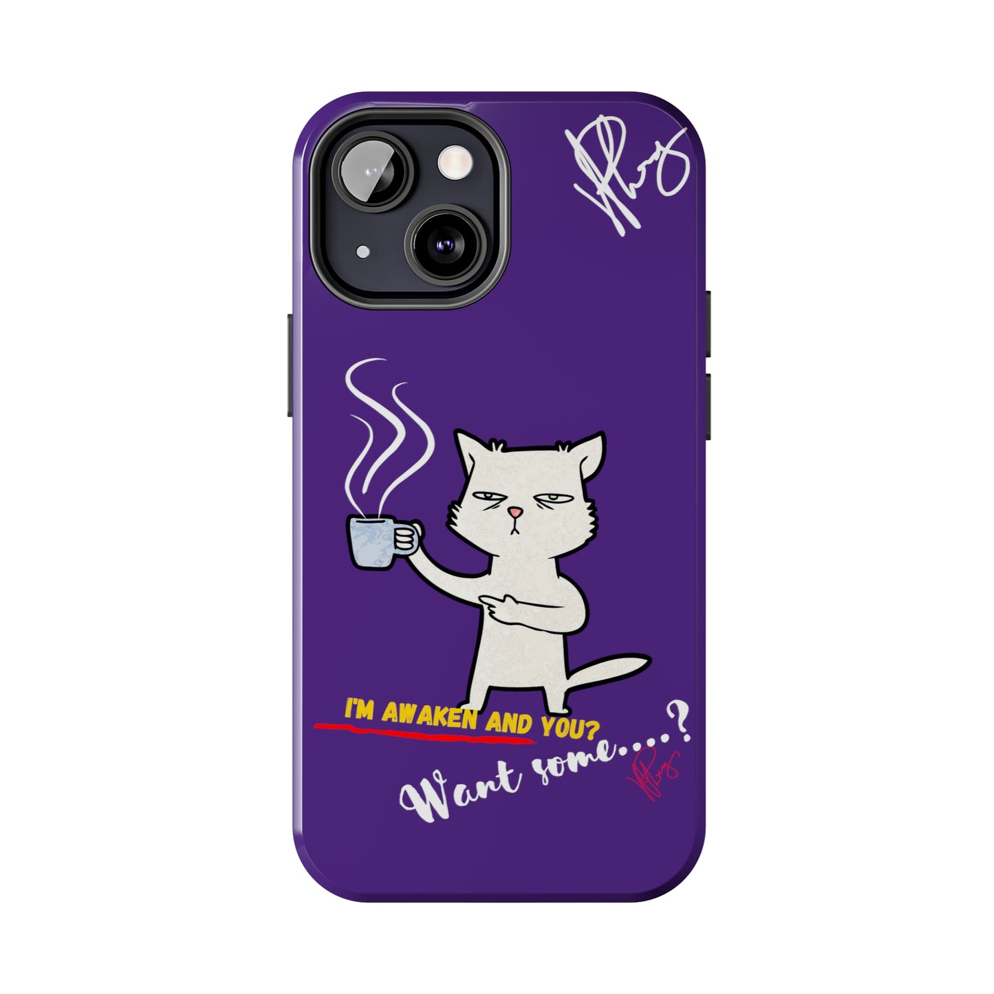 Lovely Bold Purple - Cutie "Coffee Cat" Pet Design Verision from the 'TPPG Collection' Line carries Several sizes of the "iPhone Series" Tough Phone Cases