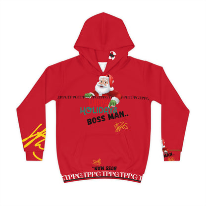 Children's "Santa Holiday-Boss Man" (Red) "TPPG Logo" Hoodie in 6 sizes