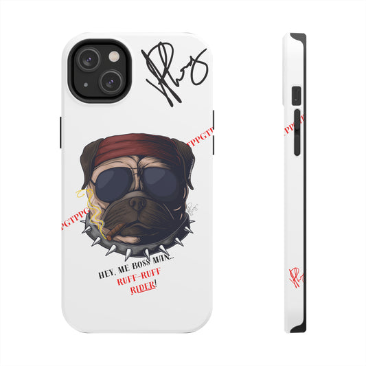 Dog "Rufff Rider" Custom Phone Cases (White)-iPhone/Samsung Galaxy/ Google Pixel