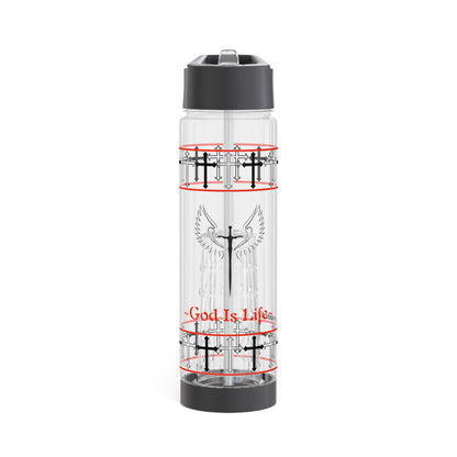 Clear 25oz Sleek 'God Is Life' Print Style INFUSER Water Bottle by the "TPPG-Apparels" (Faith Lovers) Collection