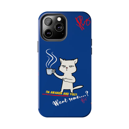 Another Cute "Coffee Cat" Pet Design (in a Simple but Kool Bold Blue & White Base Color) Verision from the 'TPPG Collection' Line carries Several sizes of the "iPhone Series" Tough Phone Cases