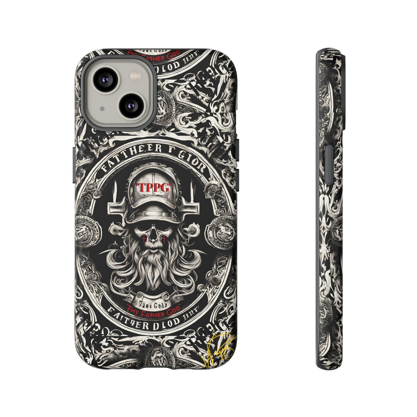 "Father God" iPhone/Google Pixel & Samsung Tough Phone Case (Black/Red & Grey)