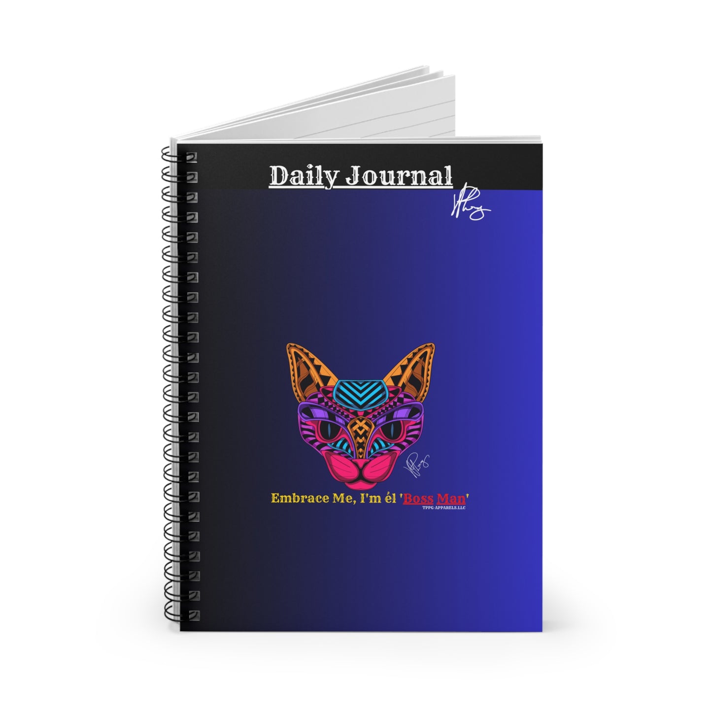 Stylish Cat Design -118 Ruled Line-59 sheets Spiral Ruled Line Notebook - By the "TPPG-Apparels" Stylish Brands Collection