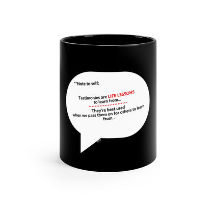 Sleek & Humorous "White-Yellow Card Collection-Note To Self" from the "TPPG-Apparels Brand" - 11oz Black Glossy Style Mug