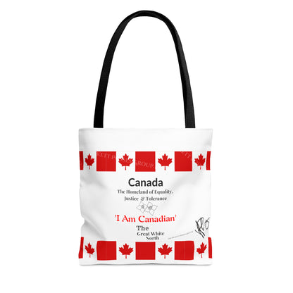 Our lovely 'Canadian' 3 sizes totes -White front facing Style Design Tote Bag from the 'TPPG-Apparel' Brand Collection