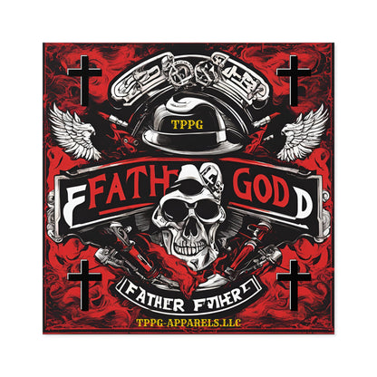 Square "Father God-Biker/Motorcycle" Stickers (Indoor\Outdoor)