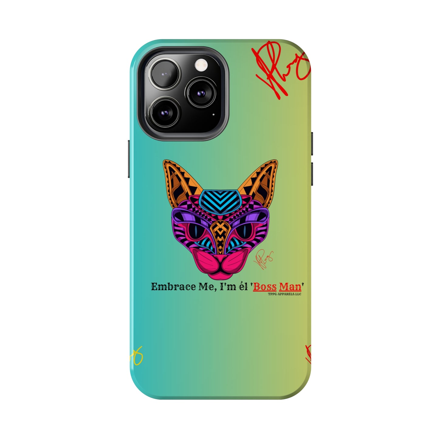 Pets Designed Phone Cases - iPhone/ Samsung Galaxy & GooglePixel ("Embrace Me.."1) (Green/Yellow Hue Color)