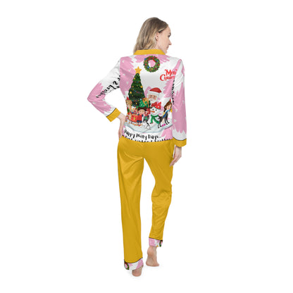 "TPPG-Apparels" Yellow Base: (UGLY-Holiday) Women's 95% Satin Pajamas