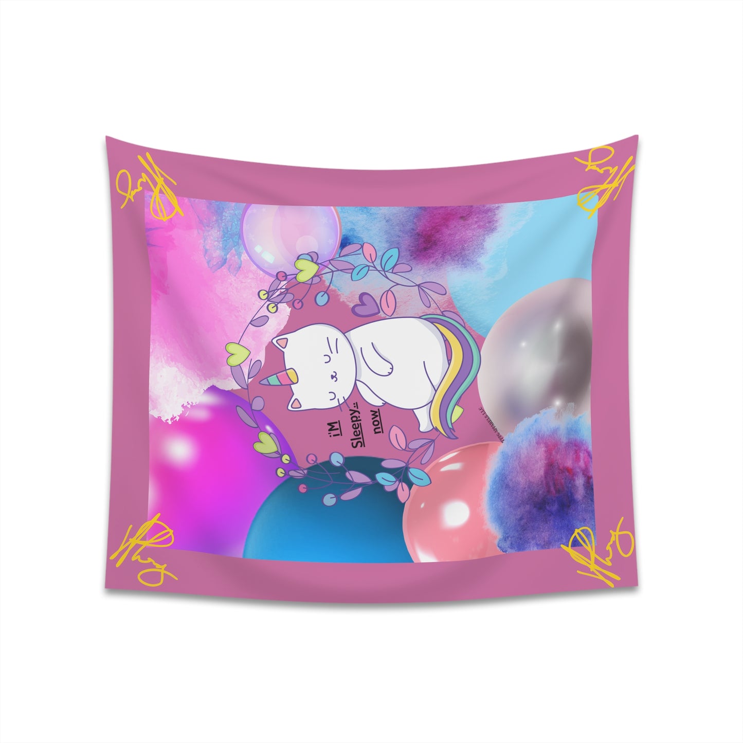 100% Polyester (I'm Sleepy, Now) Printed Wall Tapestry (Lt. Pink Base color) from "TPPG Collections"