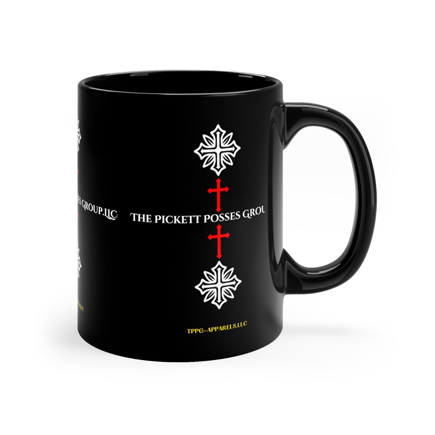 11oz Sleek Black "TPPG Brand" Glossy Finish Coffee/Tea Mug - from the 'TPPG-Apparels' Brand Collection