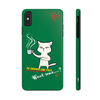 Lovely Forest Green Hue - Cutie "Coffee Cat" Pet Design Verision from the 'TPPG Collection' Line carries Several sizes of the "iPhone Series" Tough Phone Cases