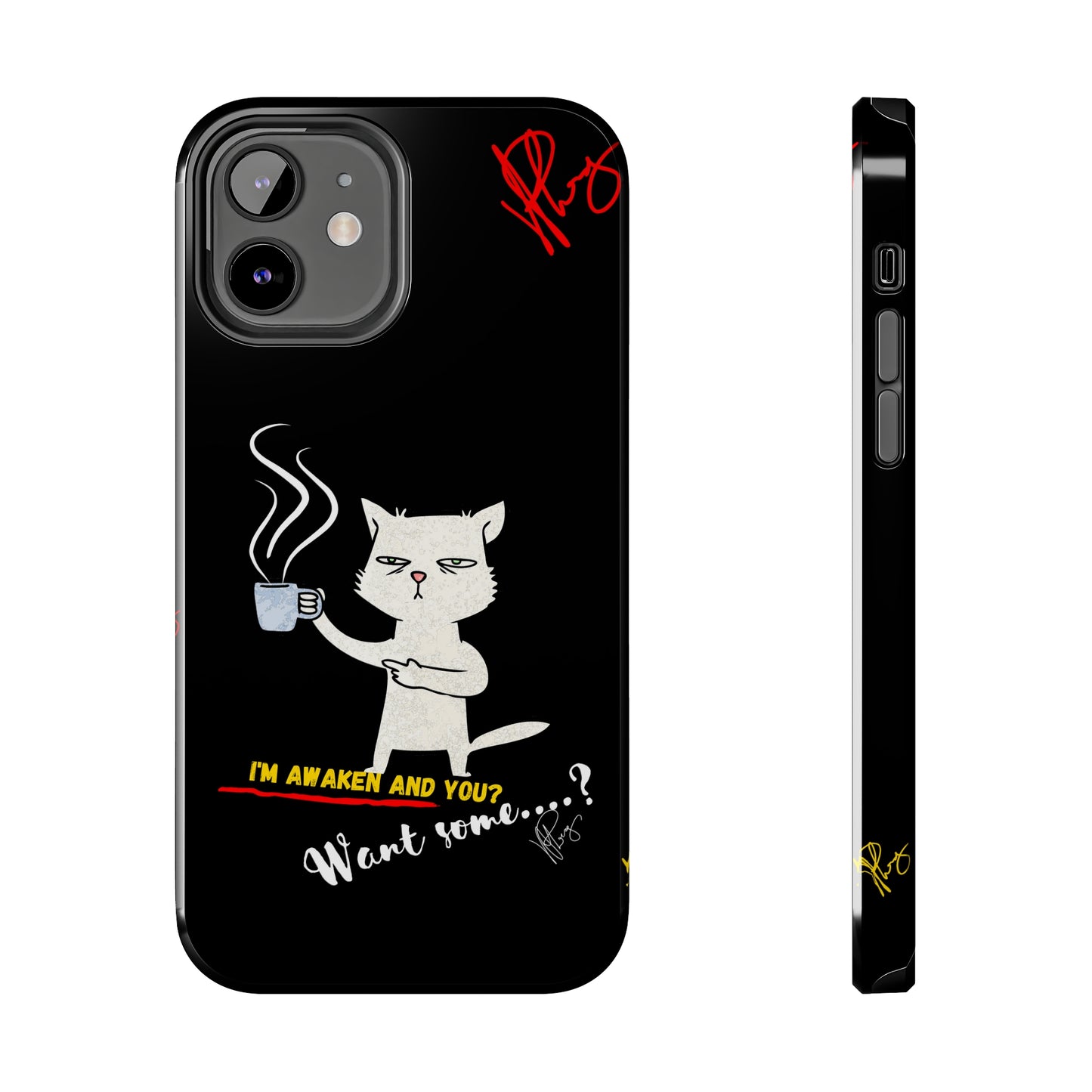 Another Cute "Coffee Cat" Pet Design (in a Simple but Bold Black & White Base Color) Verision from the 'TPPG Collection' Line carries Several sizes of the "iPhone Series" Tough Phone Cases