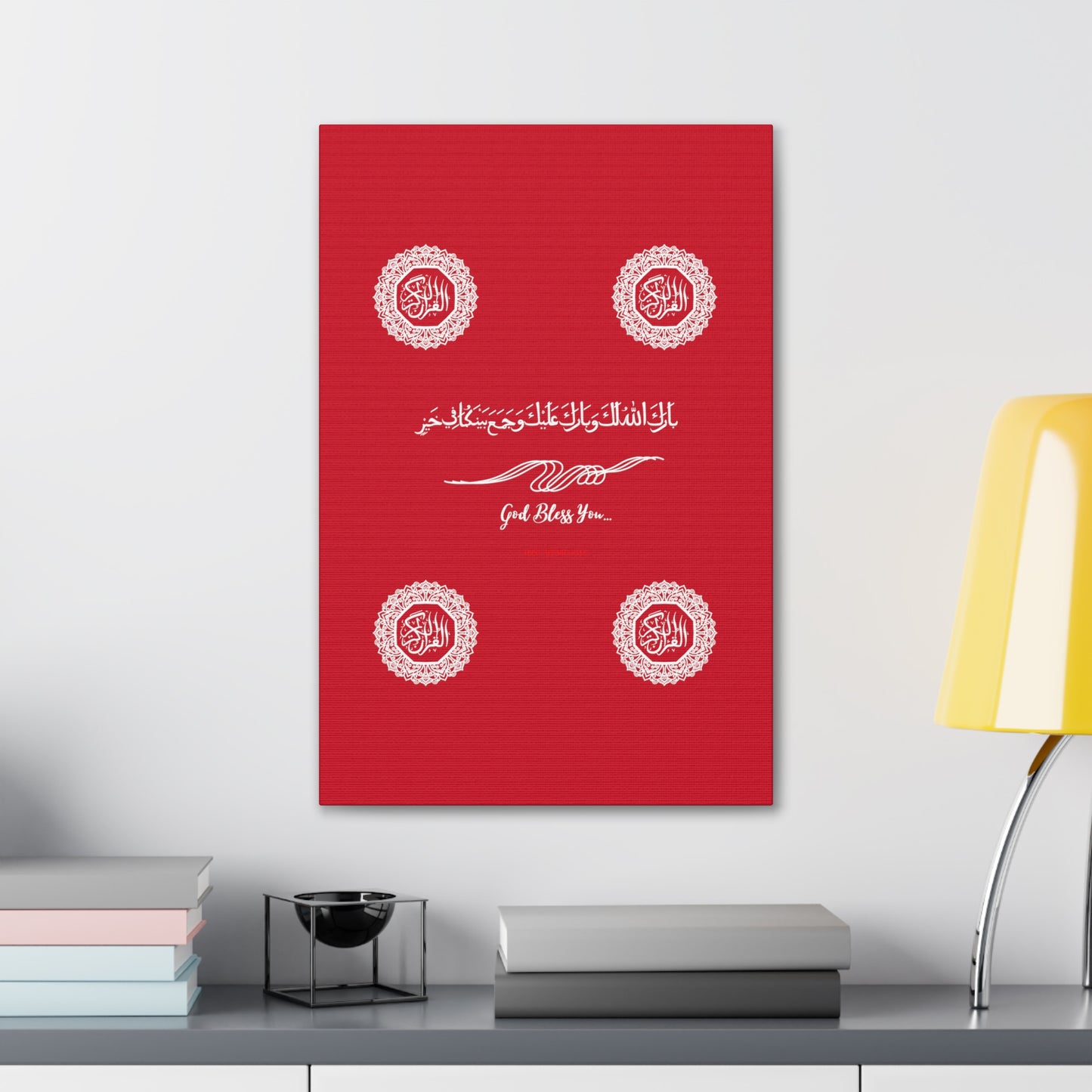 From our "TPPG Brand Arabic Faith Collection" - "Meaning:God Bless You.." Canvas Gallery Wraps in Red/White