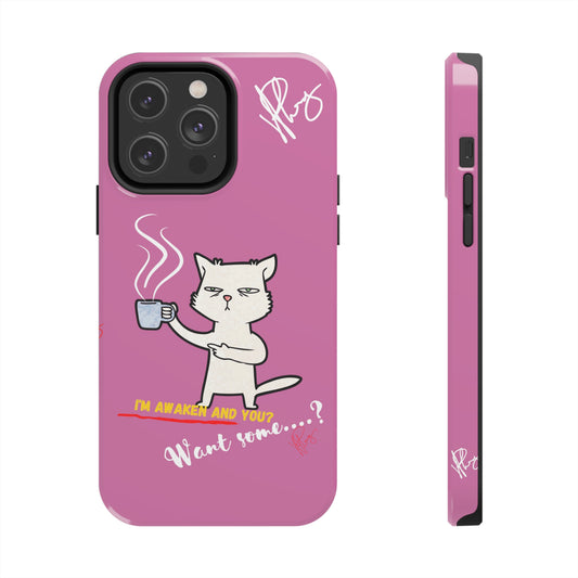 Cutie "Coffee Cat" Pet Design (in a Simple but Kool Tone Pink Base Color) Verision from the 'TPPG Collection' Line carries Several sizes of the "iPhone Series" Tough Phone Cases