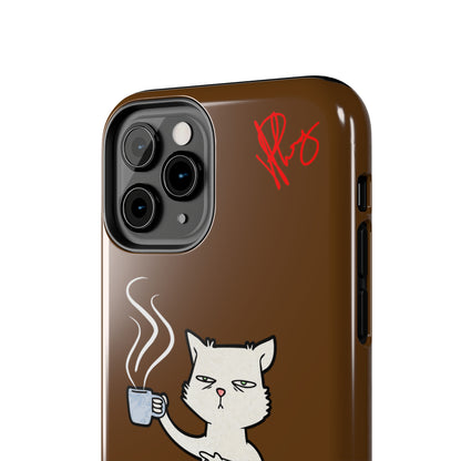 This Lovely Brown Coffee Color Tone - Cutie "Coffee Cat" Pet Design Verision from the 'TPPG Collection' Line carries Several sizes of the "iPhone Series" Tough Phone Cases