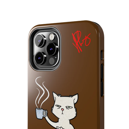 This Lovely Brown Coffee Color Tone - Cutie "Coffee Cat" Pet Design Verision from the 'TPPG Collection' Line carries Several sizes of the "iPhone Series" Tough Phone Cases