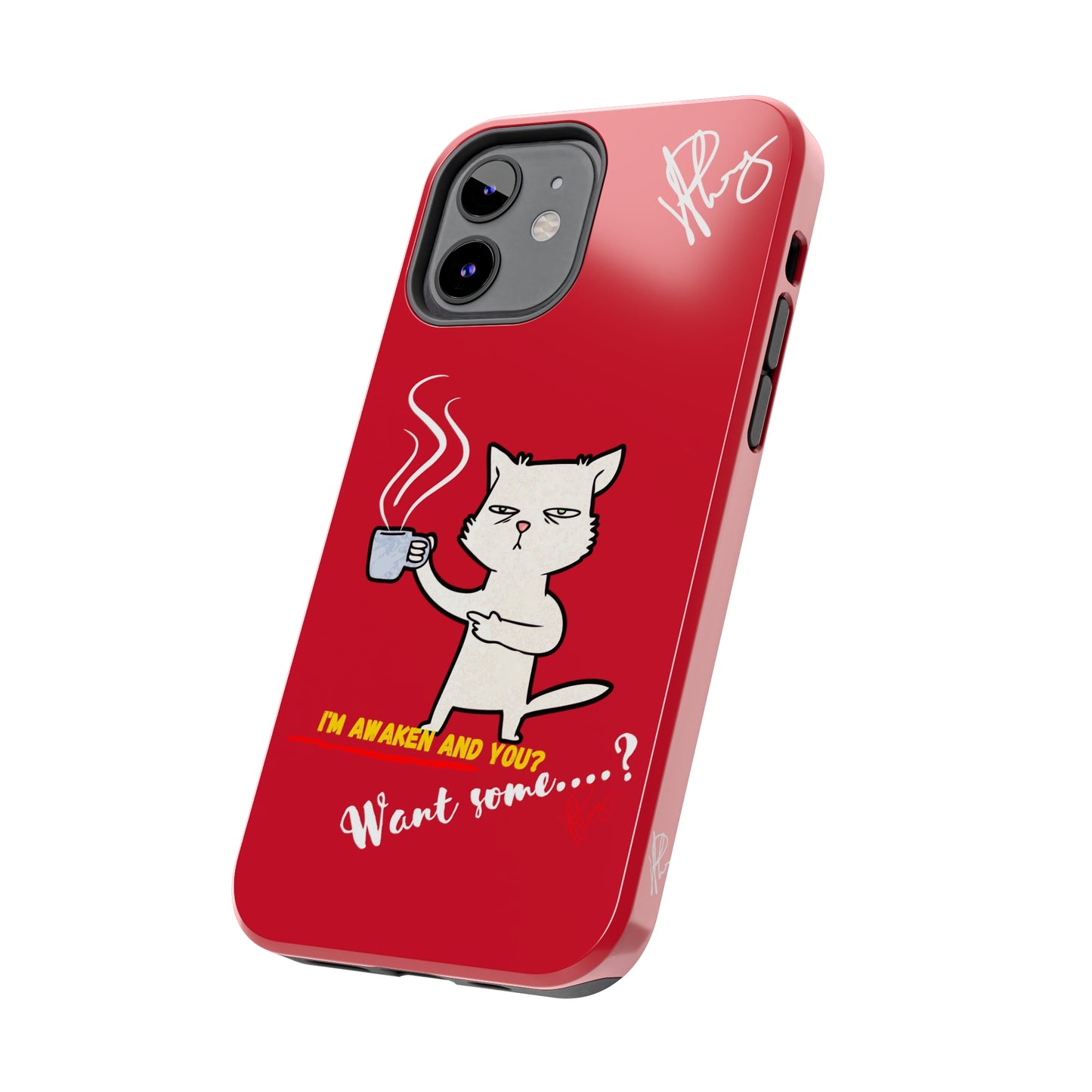 This Lovely Bold Red - Cutie "Coffee Cat" Pet Design Verision from the 'TPPG Collection' Line carries Several sizes of the "iPhone Series" Tough Phone Cases