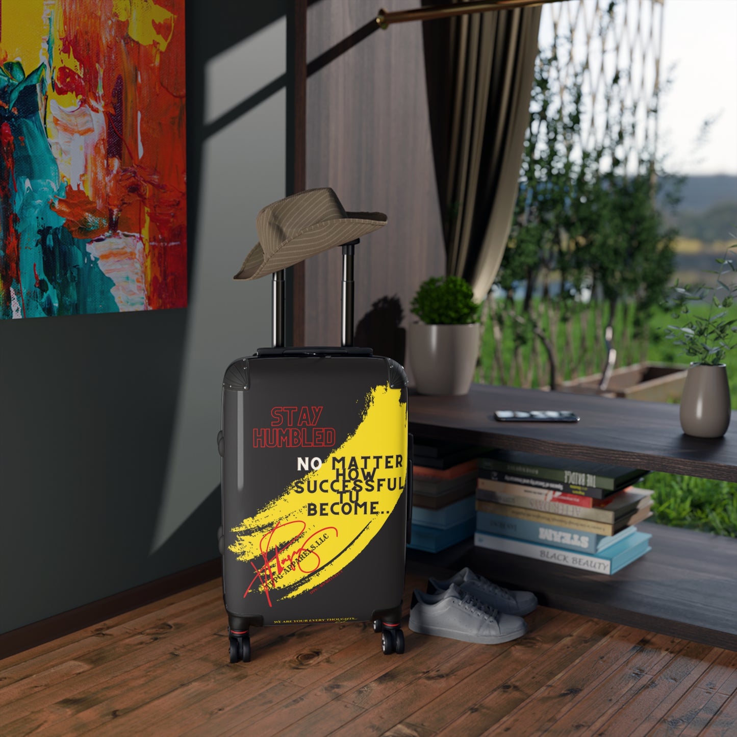 'Stay Humble' Black 360° Swivel Suitcases