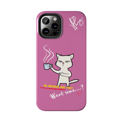 Cutie "Coffee Cat" Pet Design (in a Simple but Kool Tone Pink Base Color) Verision from the 'TPPG Collection' Line carries Several sizes of the "iPhone Series" Tough Phone Cases