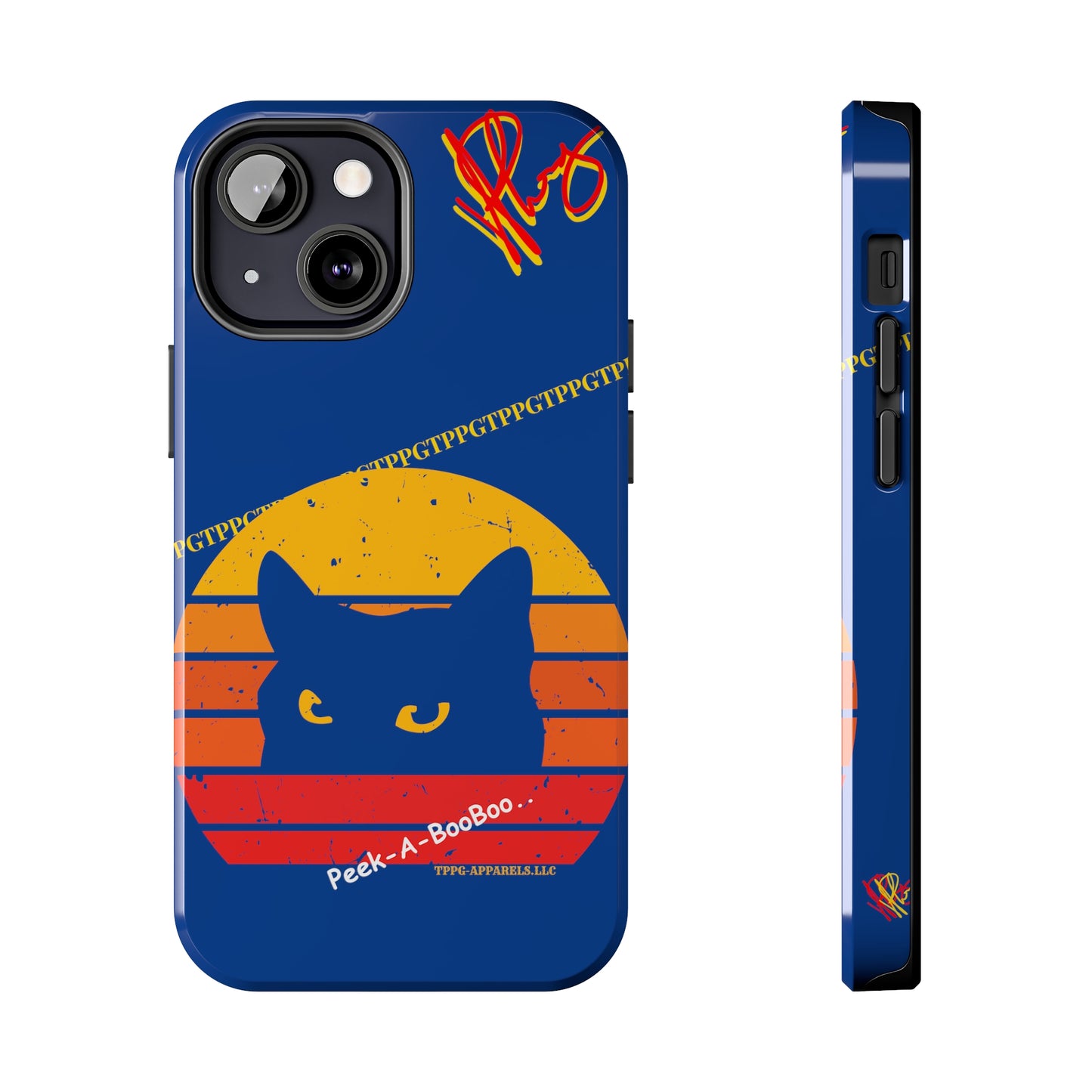 Custom Cat Design Phone Cases "Peek-A-BOOO.." (Black Multi-Colored)