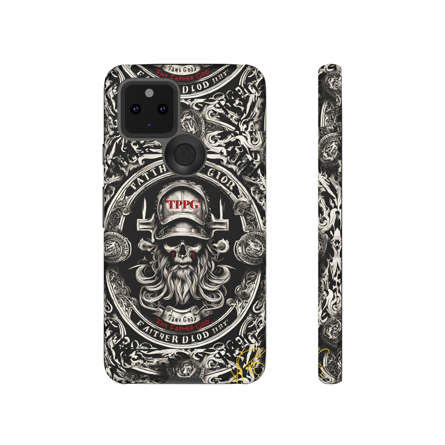 "Father God" iPhone/Google Pixel & Samsung Tough Phone Case (Black/Red & Grey)