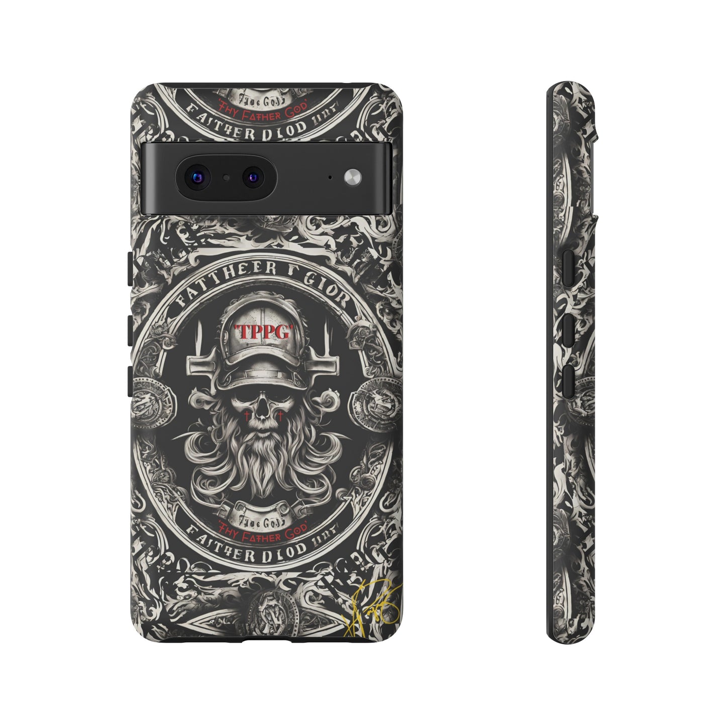 "Father God" iPhone/Google Pixel & Samsung Tough Phone Case (Black/Red & Grey)