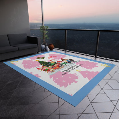 Pink/Light Blue Durable Outdoor Rug-'TPPG Holiday/Christmas Collection"