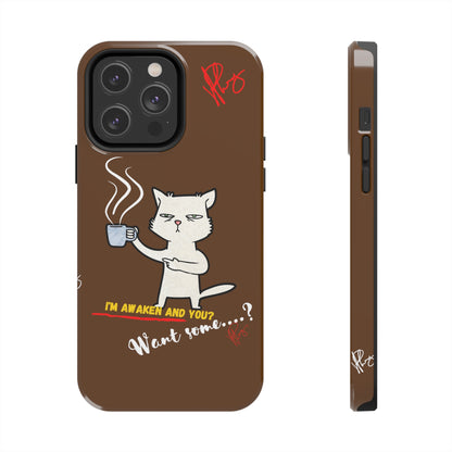 This Lovely Brown Coffee Color Tone - Cutie "Coffee Cat" Pet Design Verision from the 'TPPG Collection' Line carries Several sizes of the "iPhone Series" Tough Phone Cases