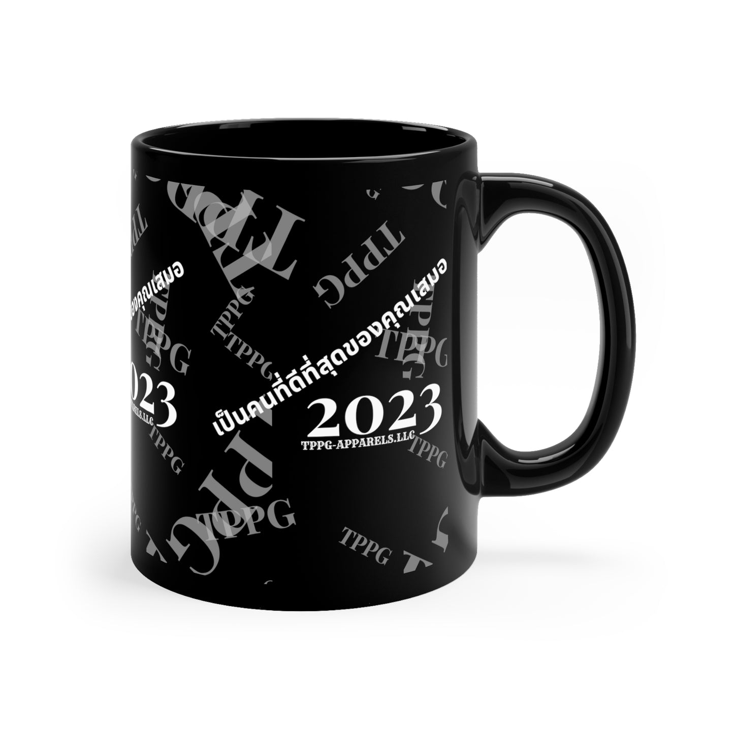 Sleek 11oz Black "Thai Print-Always Be Your Best Person" Glossy Finish Coffee/Tea Mug - from the 'TPPG-Apparels' Brand Collection