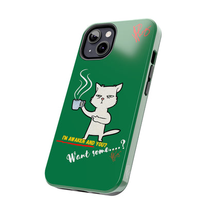 Lovely Forest Green Hue - Cutie "Coffee Cat" Pet Design Verision from the 'TPPG Collection' Line carries Several sizes of the "iPhone Series" Tough Phone Cases