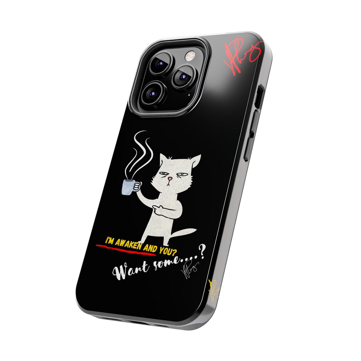 Another Cute "Coffee Cat" Pet Design (in a Simple but Bold Black & White Base Color) Verision from the 'TPPG Collection' Line carries Several sizes of the "iPhone Series" Tough Phone Cases