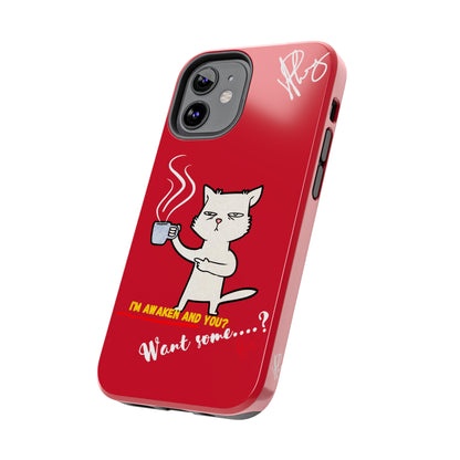 This Lovely Bold Red - Cutie "Coffee Cat" Pet Design Verision from the 'TPPG Collection' Line carries Several sizes of the "iPhone Series" Tough Phone Cases