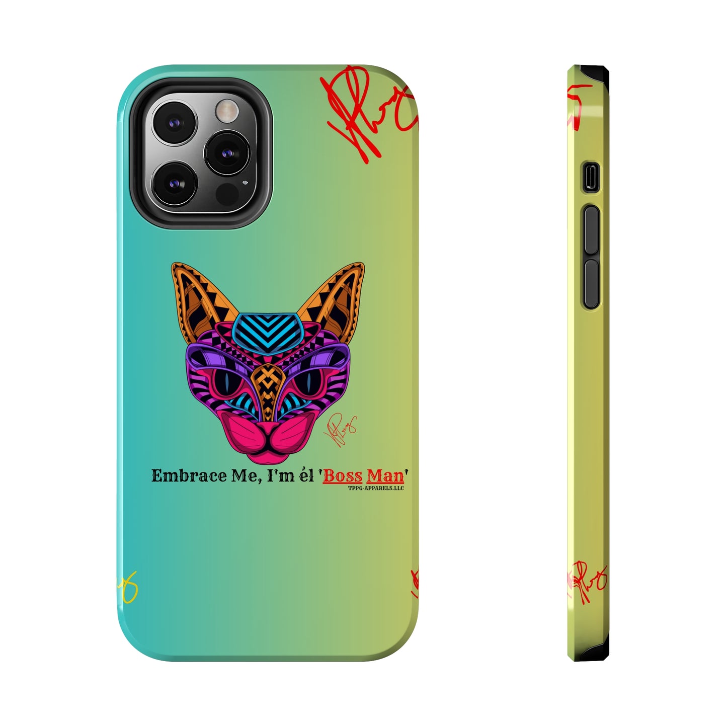 Pets Designed Phone Cases - iPhone/ Samsung Galaxy & GooglePixel ("Embrace Me.."1) (Green/Yellow Hue Color)