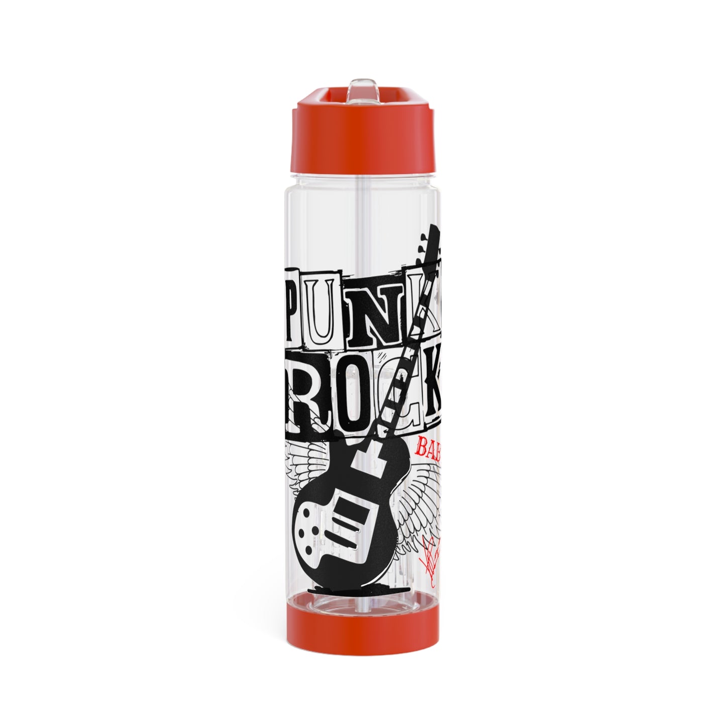 Clear 25oz 'Punk Rock' Print Style INFUSER Water Bottle by the "TPPG-Apparels" ('Punk Rock Print') Collection