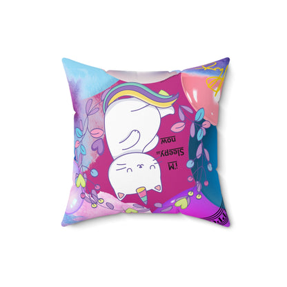 (Toddler/Kid) Spun Polyester Square Pillow (4 sizes-Deep Pink Bgd) - By: "TPPG KIds Collection"