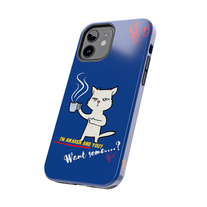 Another Cute "Coffee Cat" Pet Design (in a Simple but Kool Bold Blue & White Base Color) Verision from the 'TPPG Collection' Line carries Several sizes of the "iPhone Series" Tough Phone Cases