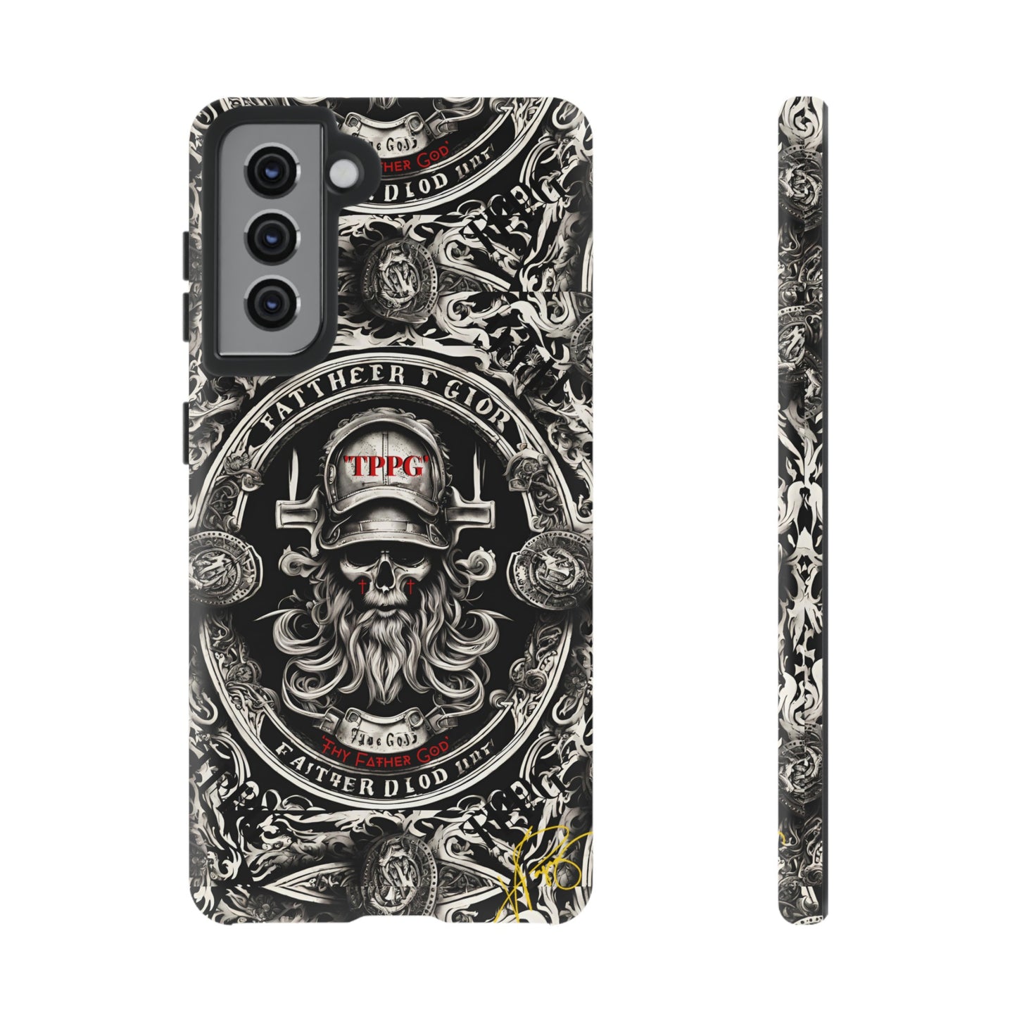 "Father God" iPhone/Google Pixel & Samsung Tough Phone Case (Black/Red & Grey)