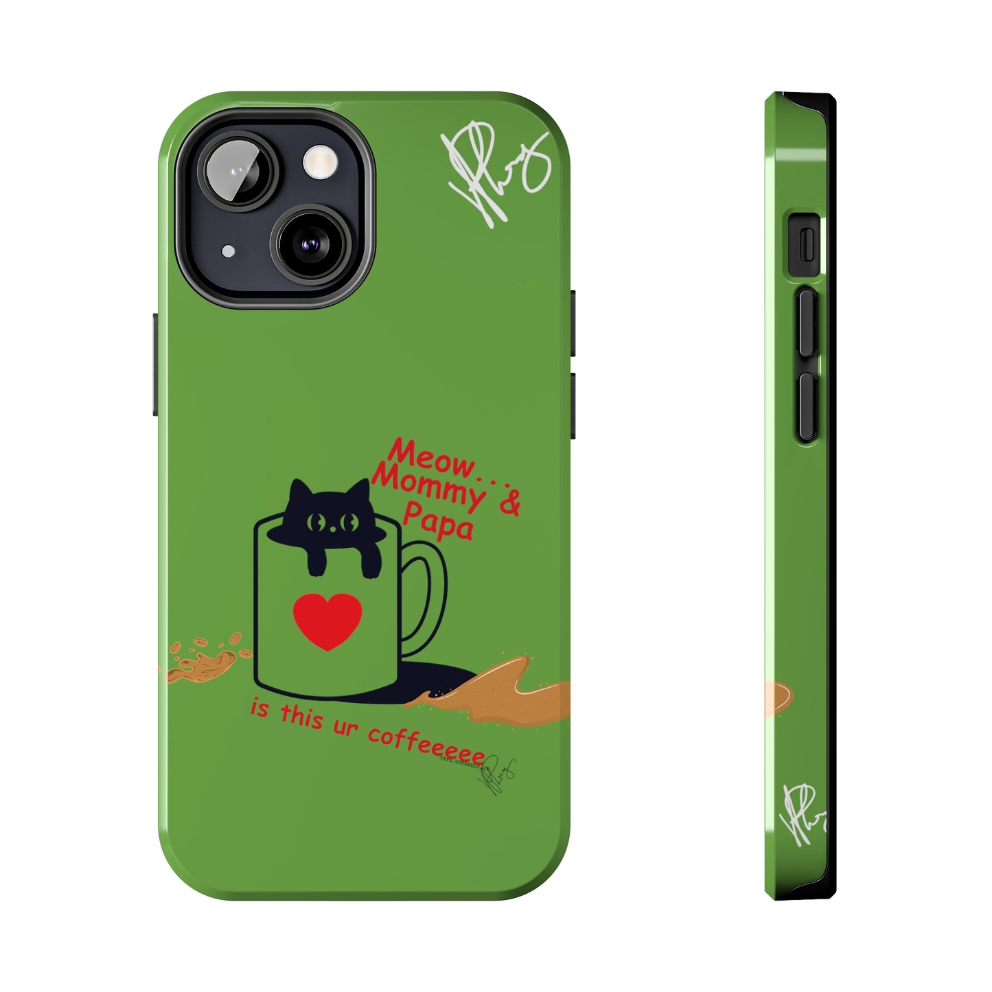 Ok Guys here's another one of our Cutest Coffee Pet Designs (in a Light Green Base Color) Verision from the 'TPPG Collection' Line carries Several sizes of the "iPhone Series" Tough Phone Cases