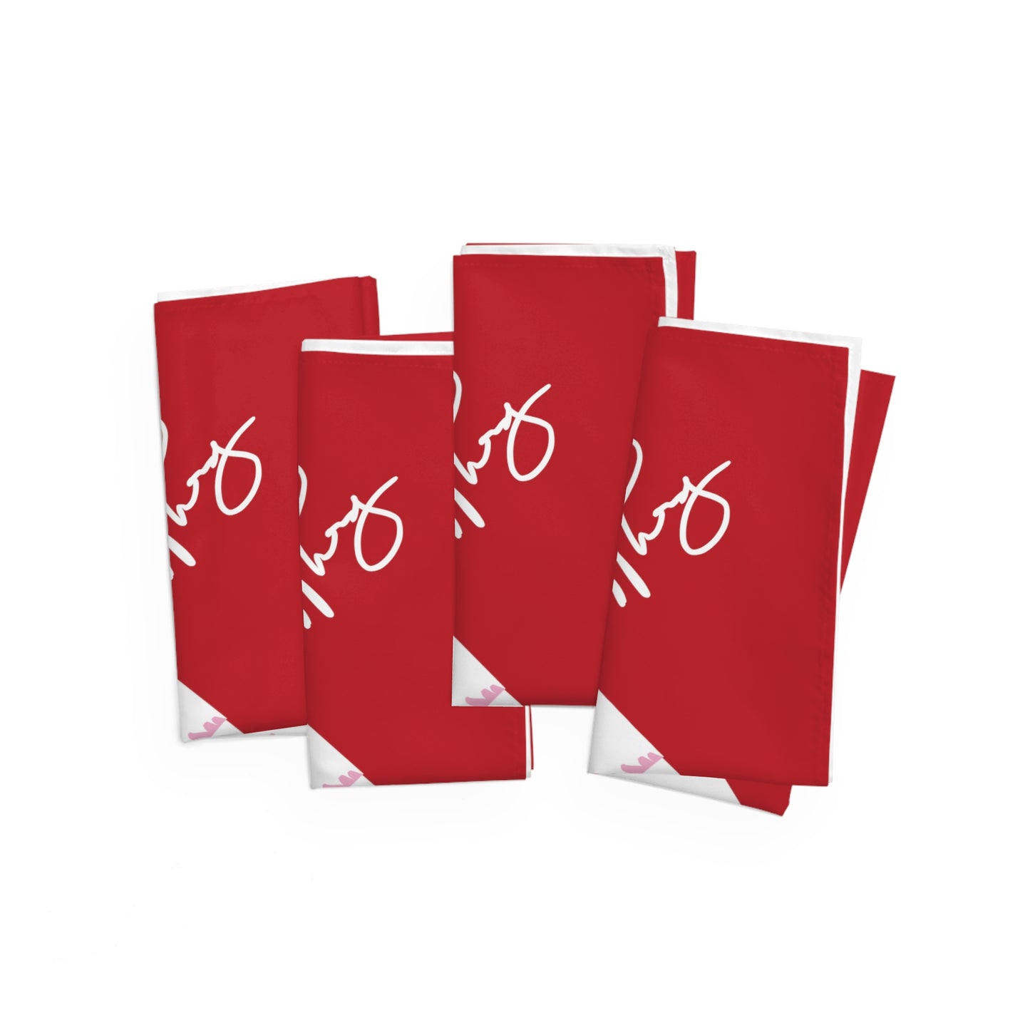 Christmas Holiday (Deep Red Base-Signature) 4-piece 19"x19" Napkins Set - by the "TPPG-Apparels" Collections