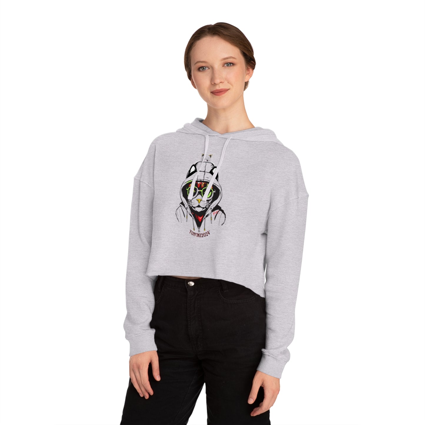 Women’s Cropped Hooded "Fun'iki2024" Sweatshirt