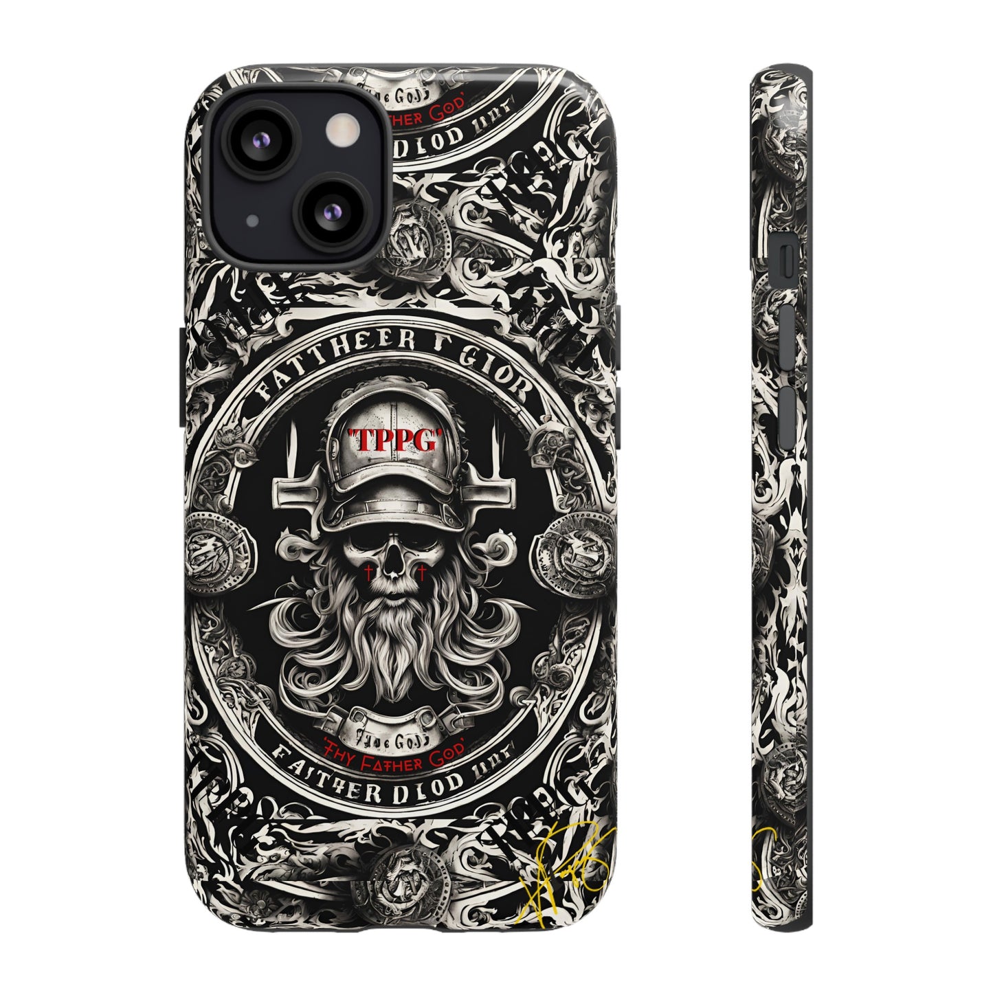 "Father God" iPhone/Google Pixel & Samsung Tough Phone Case (Black/Red & Grey)