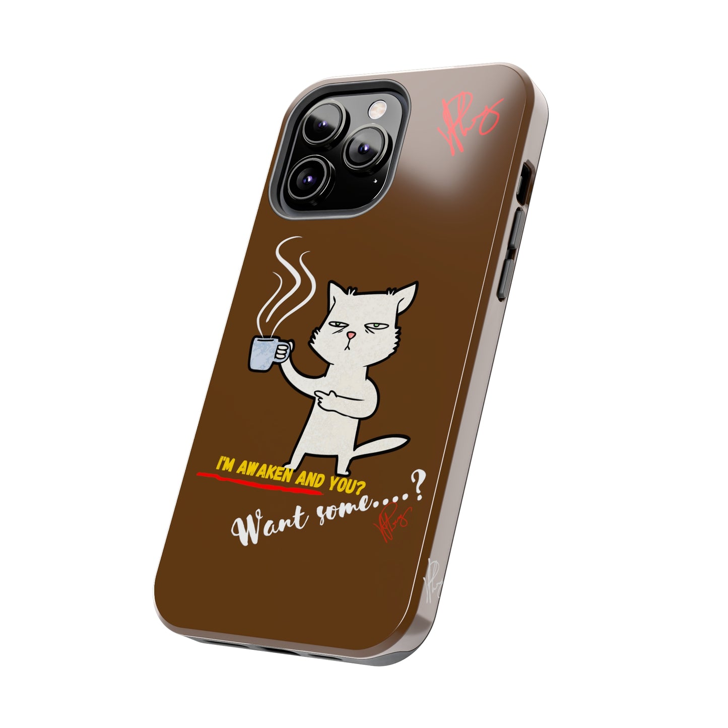 This Lovely Brown Coffee Color Tone - Cutie "Coffee Cat" Pet Design Verision from the 'TPPG Collection' Line carries Several sizes of the "iPhone Series" Tough Phone Cases