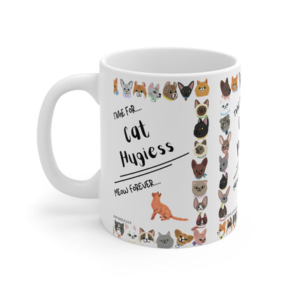 White 11oz Ceramic Mug for Cat Hugiess- "Ailurophile/Cynophile Lovers" Design from the 'TPPG-Apparels' Collection