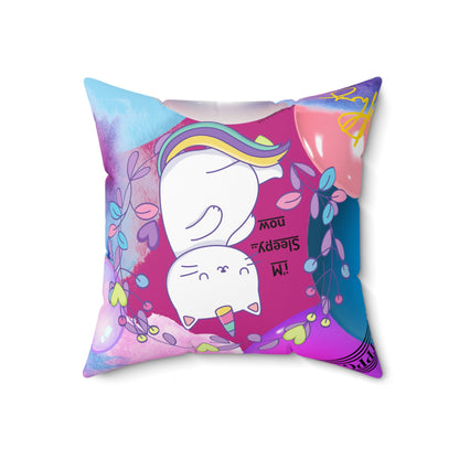 (Toddler/Kid) Spun Polyester Square Pillow (4 sizes-Deep Pink Bgd) - By: "TPPG KIds Collection"