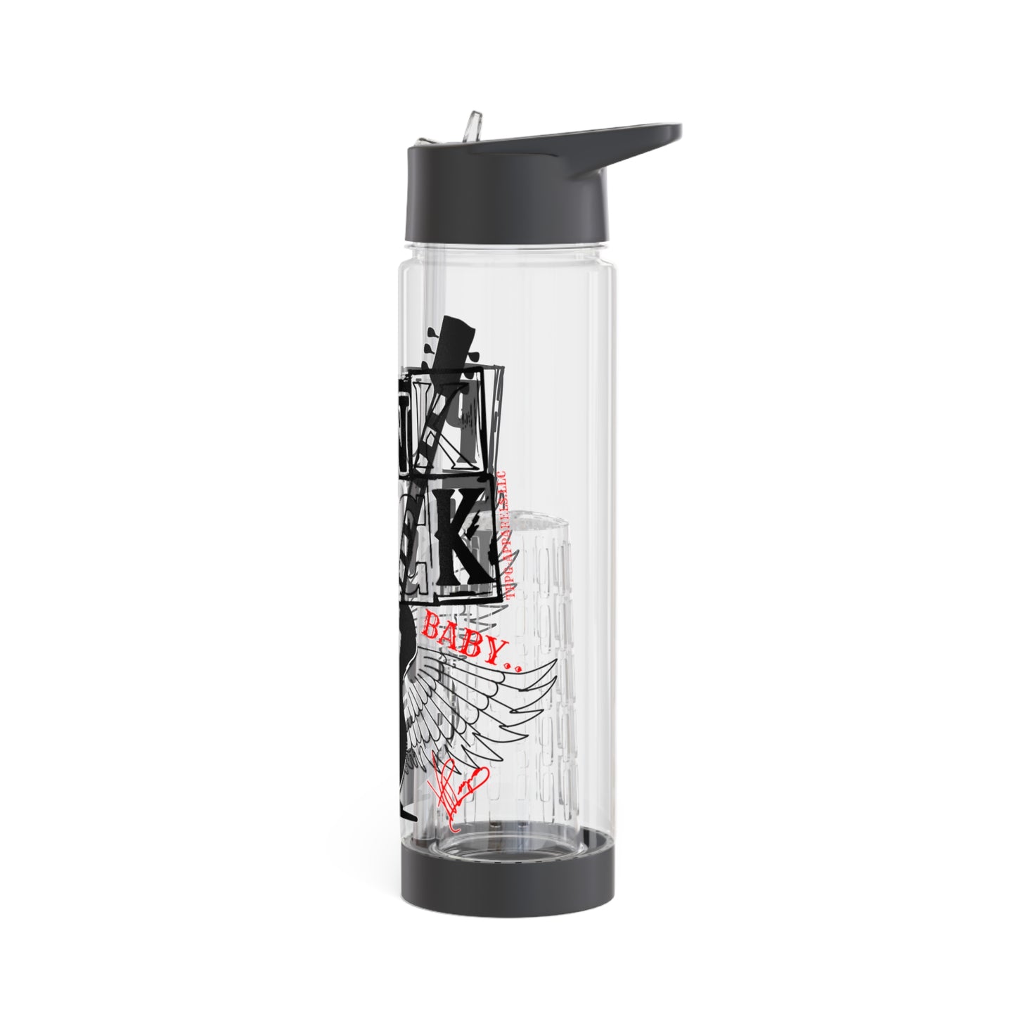 Clear 25oz 'Punk Rock' Print Style INFUSER Water Bottle by the "TPPG-Apparels" ('Punk Rock Print') Collection