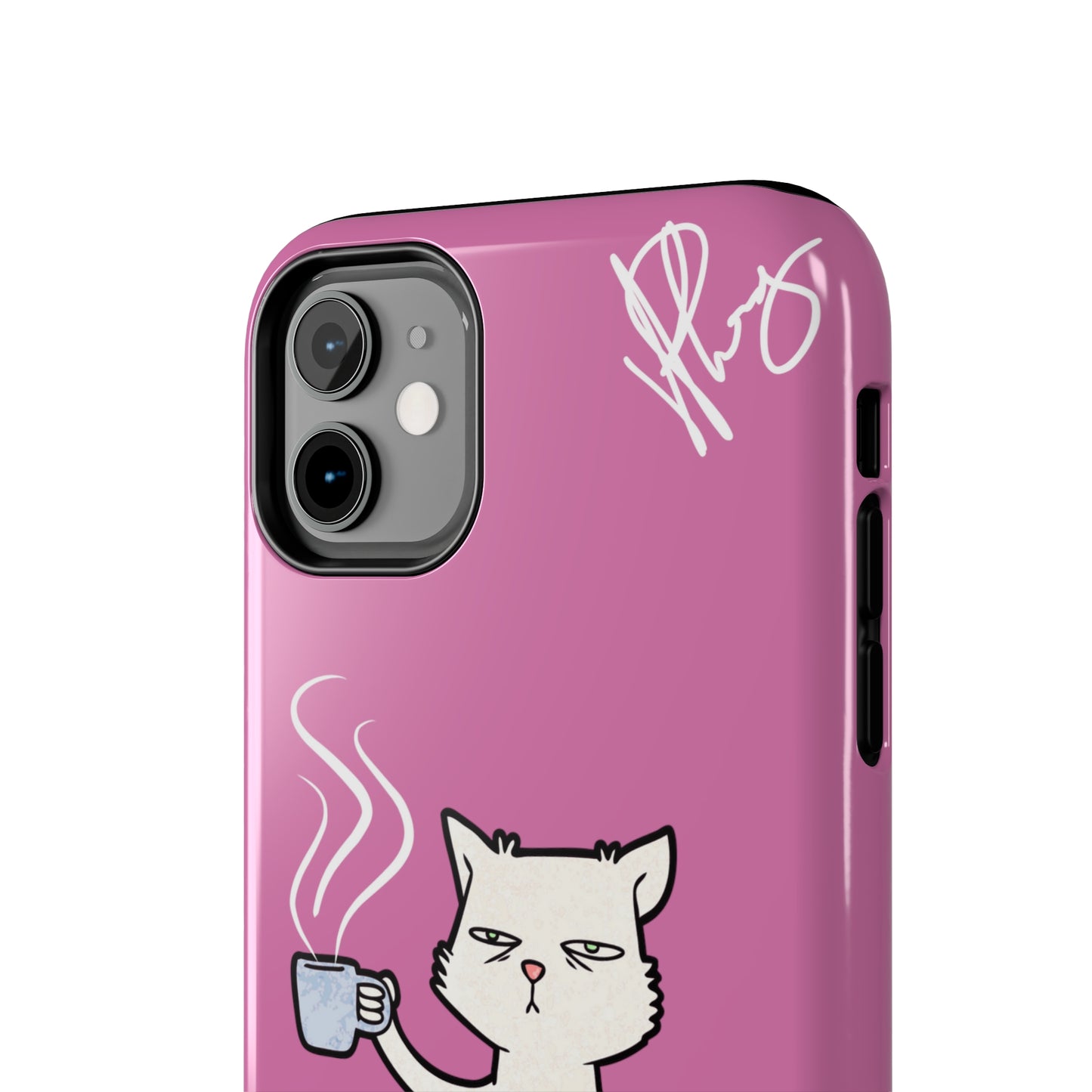 Cutie "Coffee Cat" Pet Design (in a Simple but Kool Tone Pink Base Color) Verision from the 'TPPG Collection' Line carries Several sizes of the "iPhone Series" Tough Phone Cases